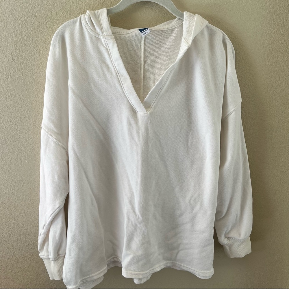 Old Navy White Hooded Pullover SZ MD